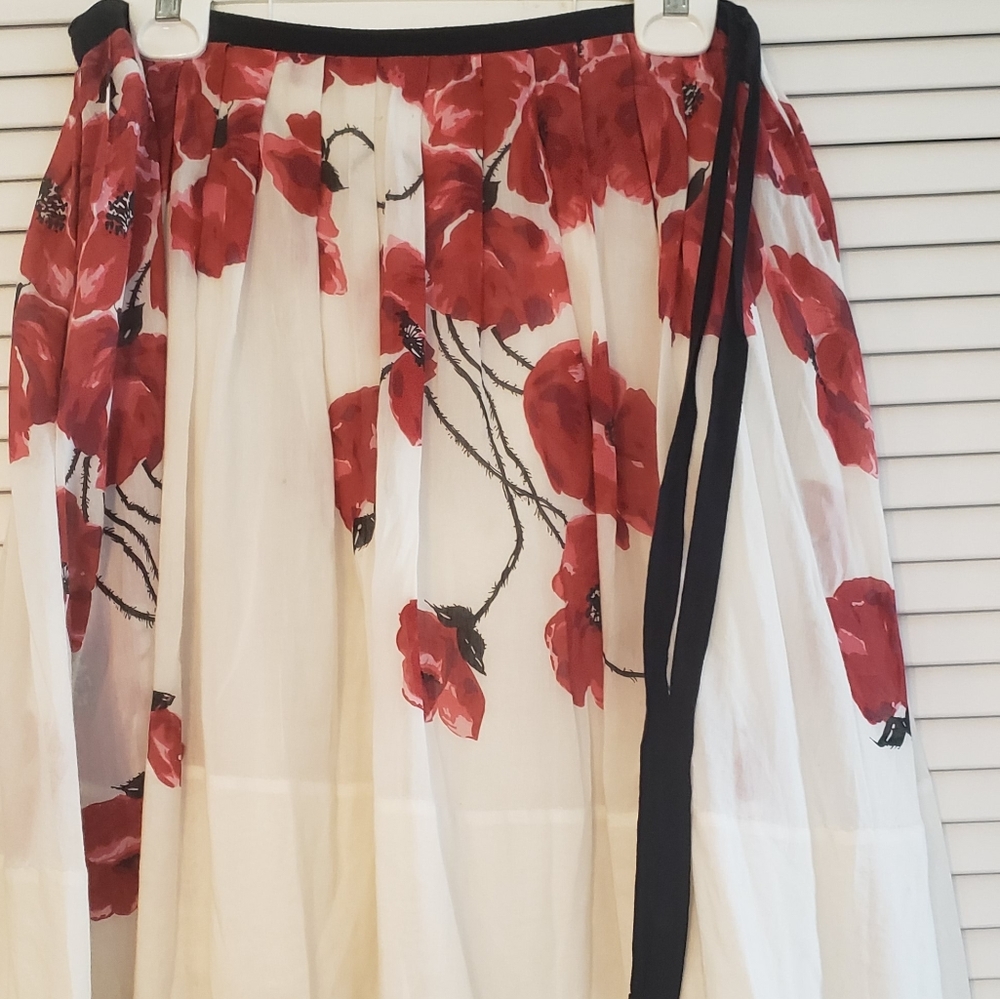 Anthropologie Poppy Black Red White Skirt